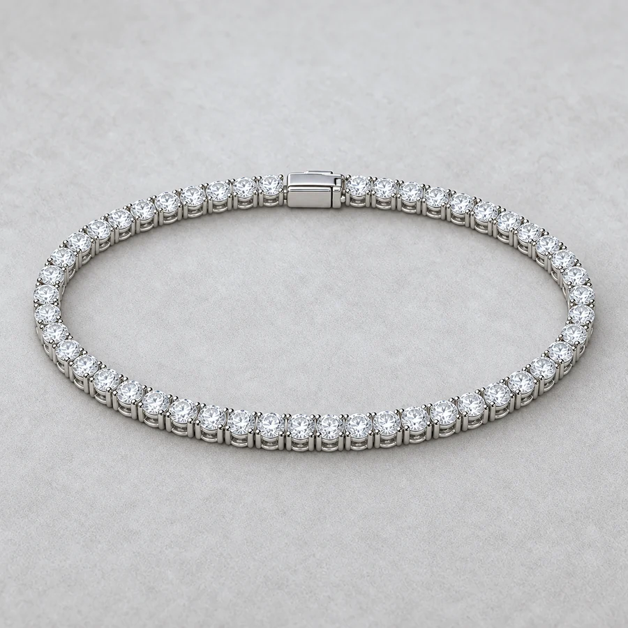 Indicative render of a 5.01 carat diamond tennis bracelet, shown in white gold, also made in white, yellow or rose gold