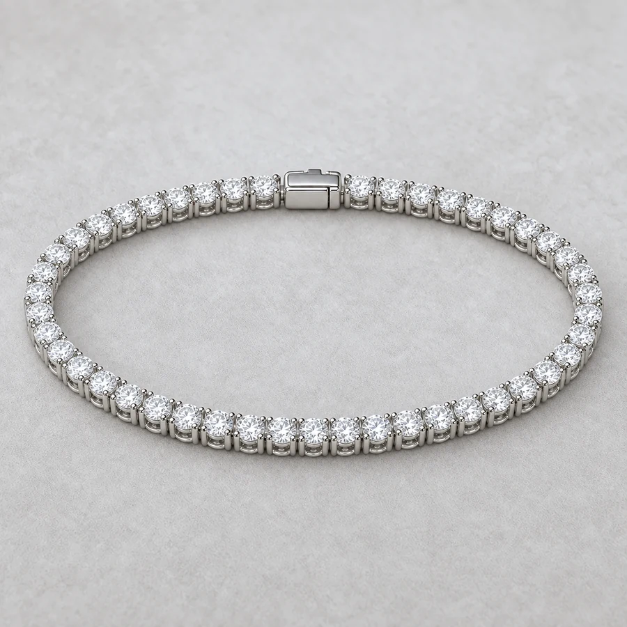 Indicative render of a 5.84 carat diamond tennis bracelet, shown in white gold, also made in white, yellow or rose gold