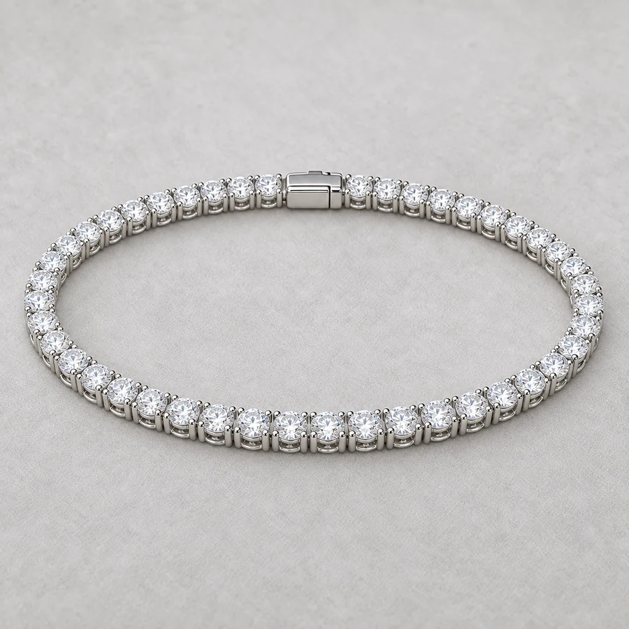 Indicative render of a 5.55 carat diamond tennis bracelet, shown in white gold, also made in white, yellow or rose gold