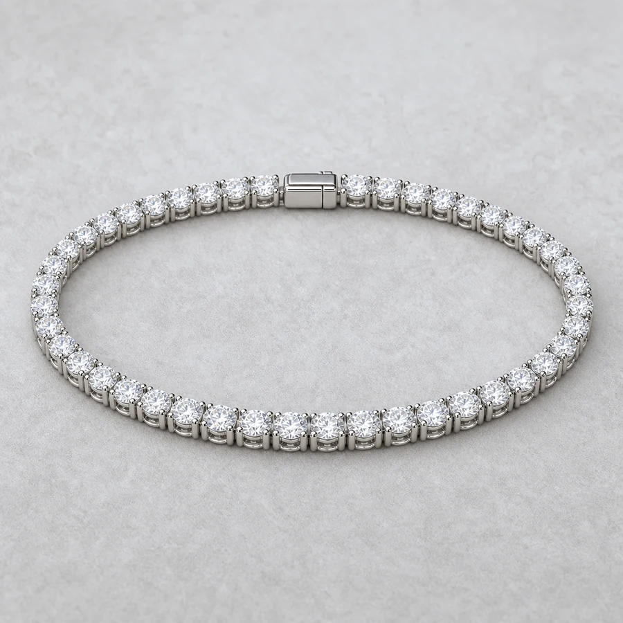 Indicative render of a 3.55 carat diamond tennis bracelet, shown in white gold, also made in white, yellow or rose gold