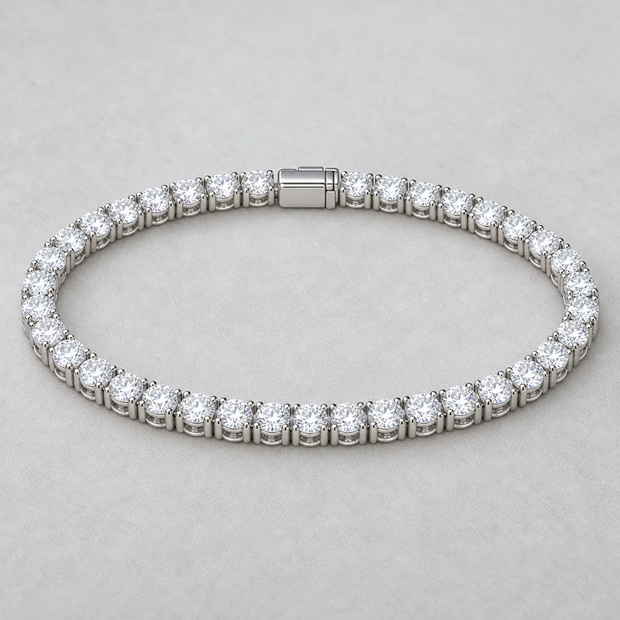Indicative render of a 7.64 carat diamond tennis bracelet, shown in white gold, also made in white, yellow or rose gold