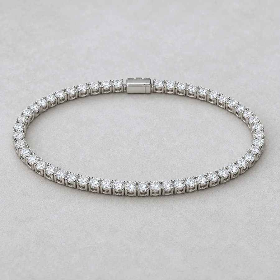 Indicative render of a 2.93 carat diamond tennis bracelet, shown in white gold, also made in white, yellow or rose gold