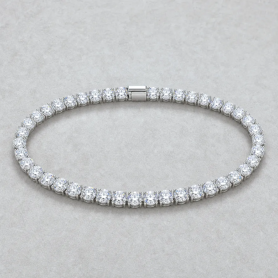 Indicative render of a 10.00 carat diamond tennis bracelet, shown in white gold, also made in white, yellow or rose gold