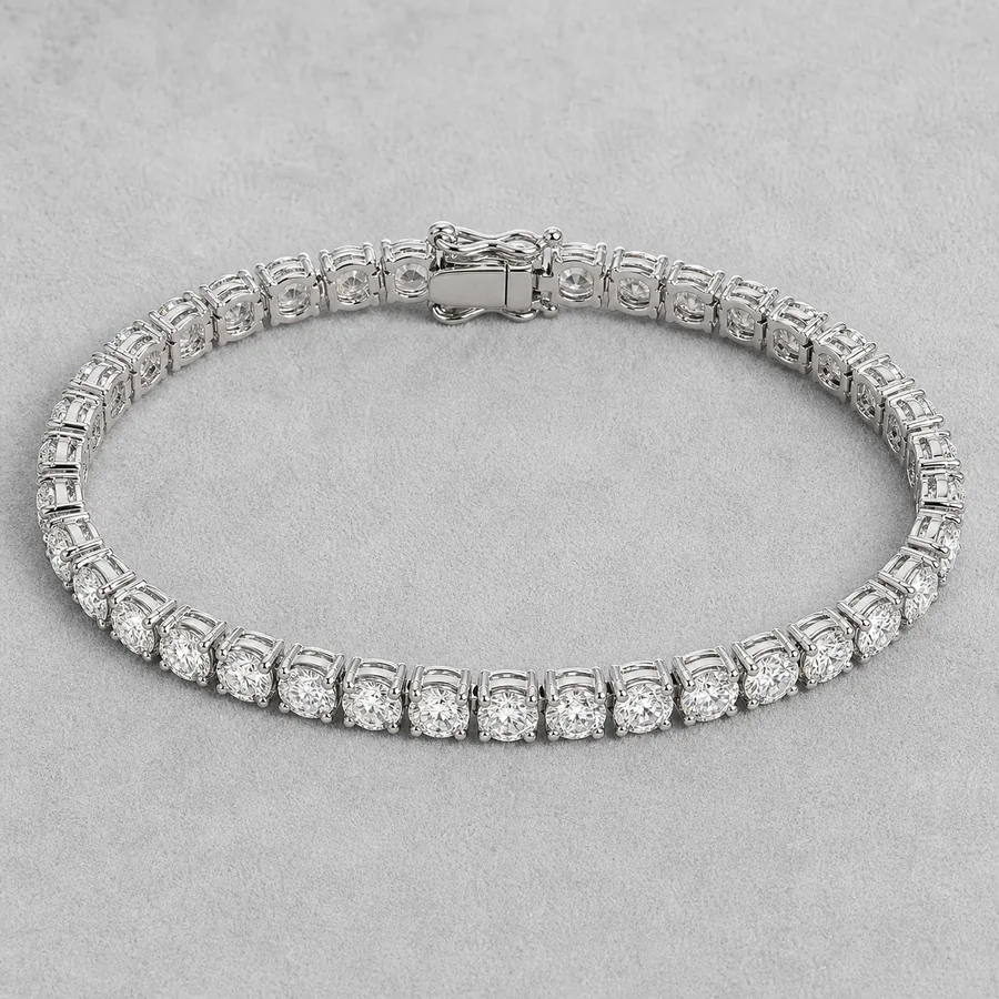 Indicative render of a 12.56 carat diamond tennis bracelet, shown in white gold, also made in white, yellow or rose gold