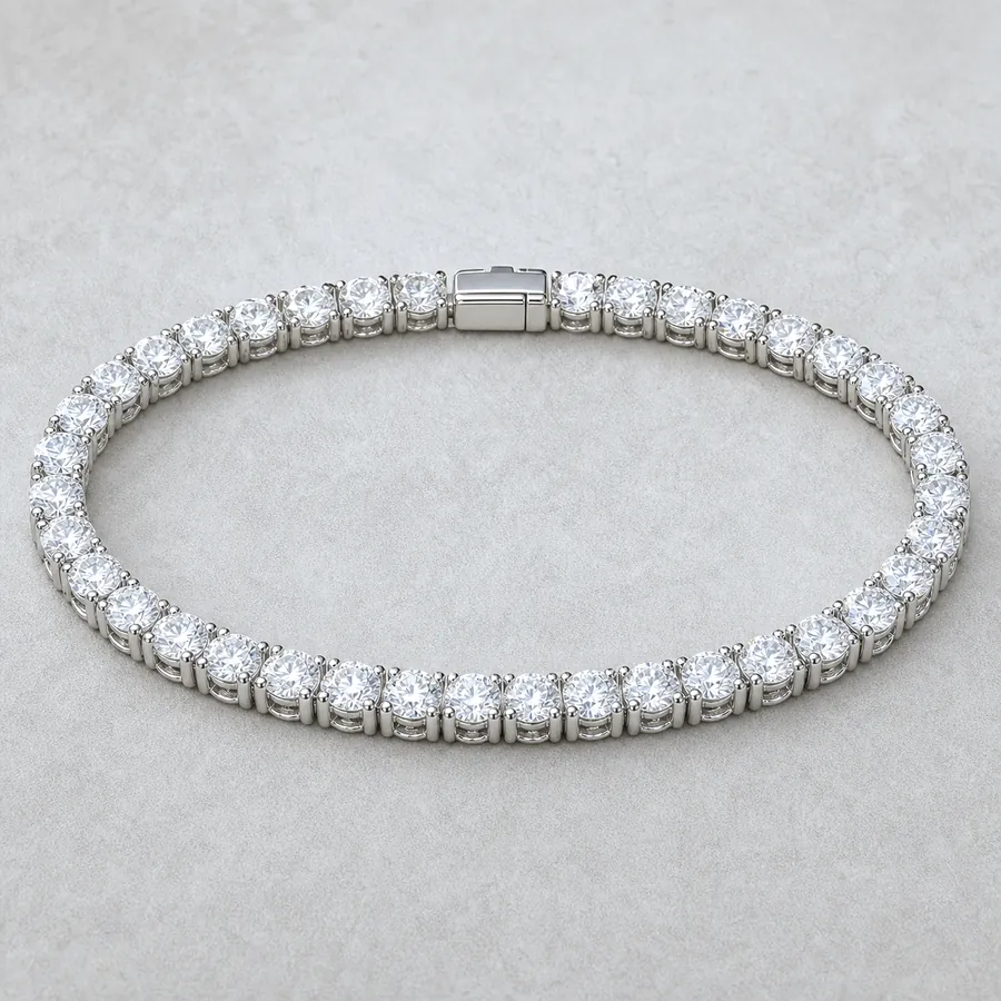 Indicative render of a 15.70 carat diamond tennis bracelet, shown in white gold, also made in white, yellow or rose gold