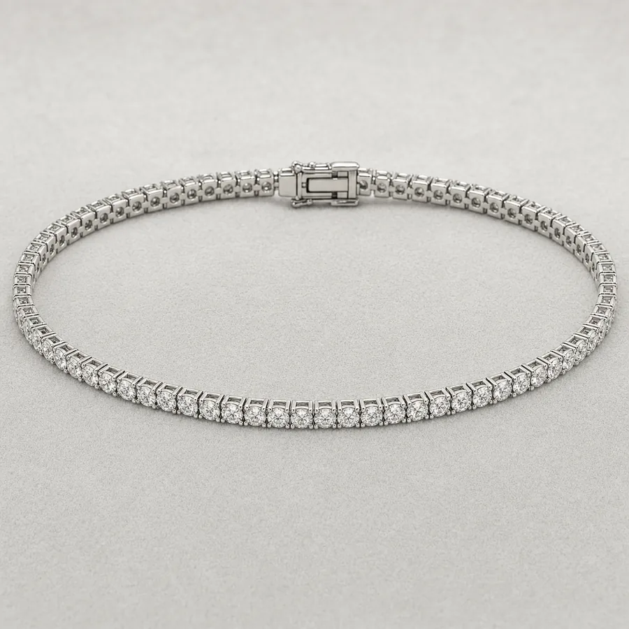 Indicative render of a 3.41 carat diamond tennis bracelet, shown in white gold, also made in white, yellow or rose gold