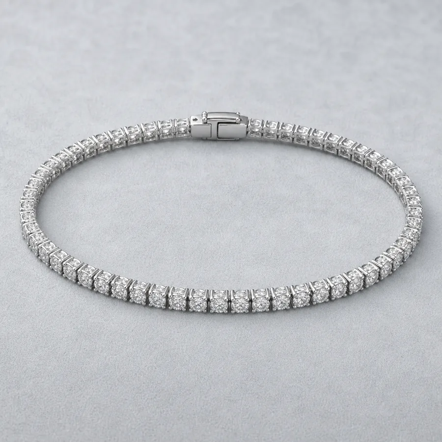 Indicative render of a 5.20 carat diamond tennis bracelet, shown in white gold, also made in white, yellow or rose gold