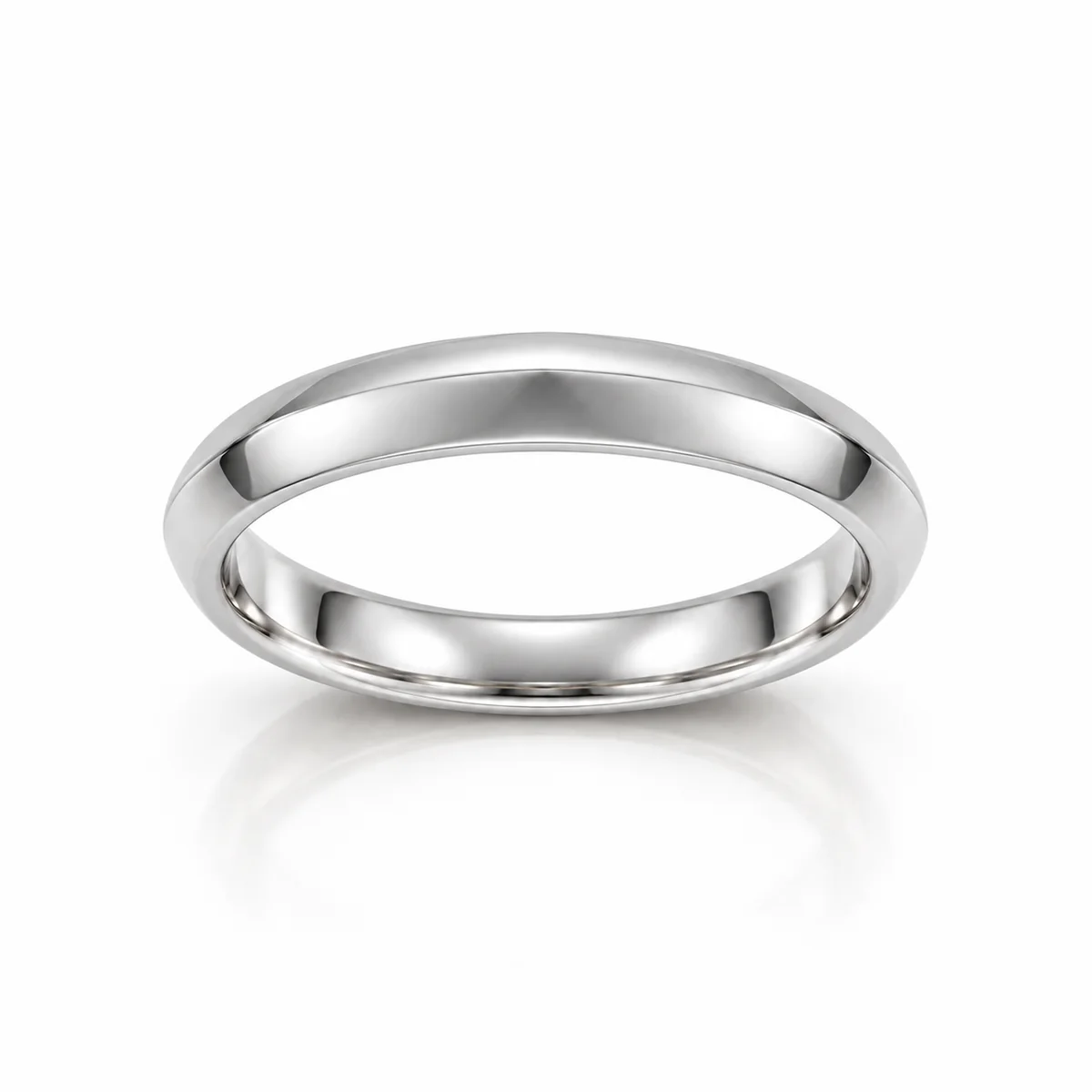 Knife-edge band wedding ring in platinum, none diamond, made to order by Prodiam (rendered design reference)
