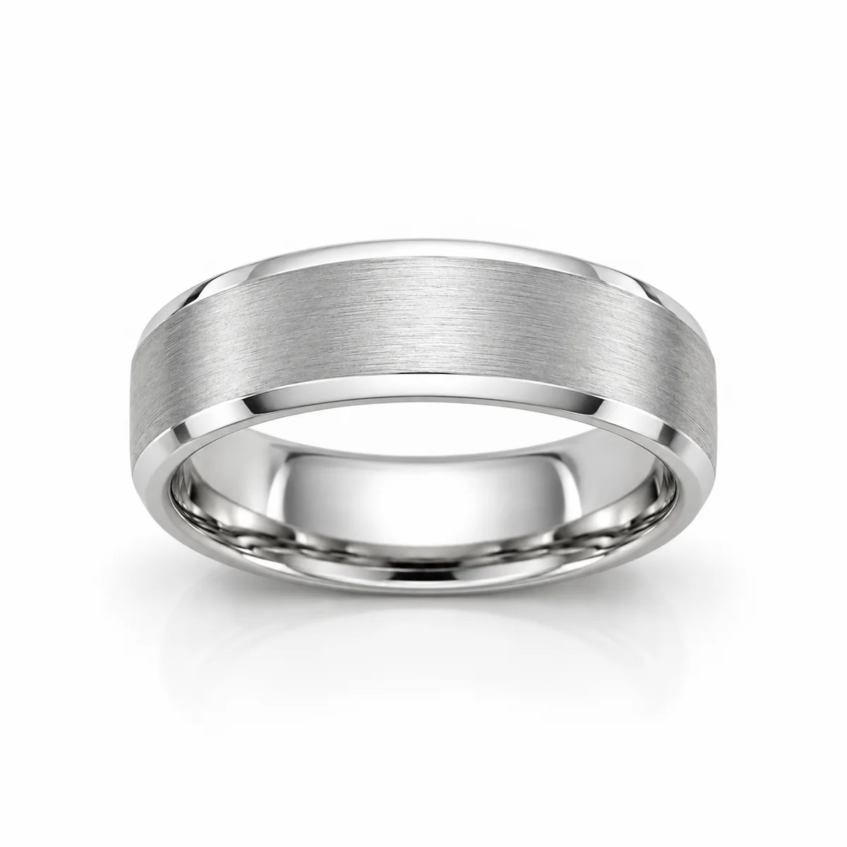 Men's bevelled band wedding ring in platinum, none diamond, made to order by Prodiam (rendered design reference)
