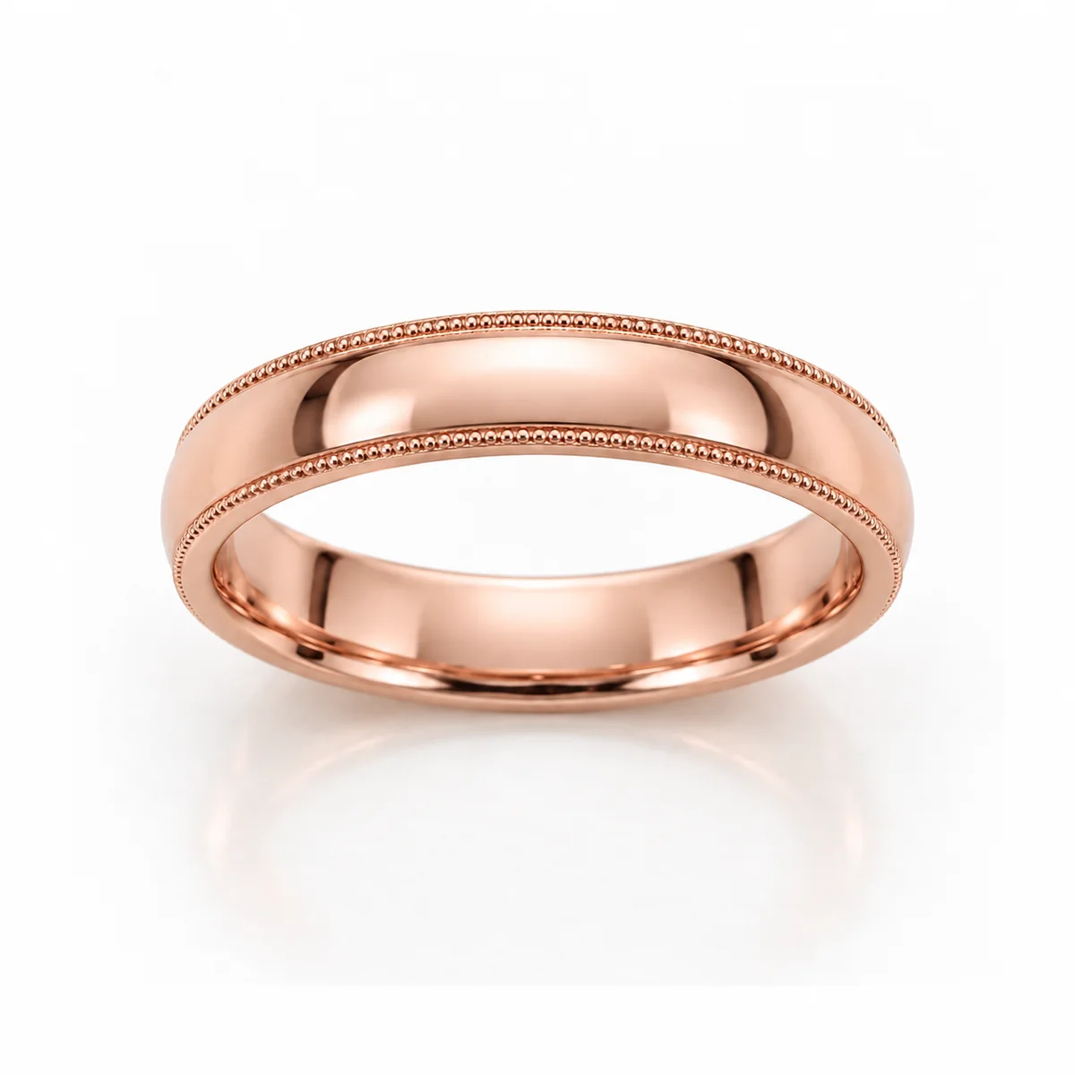 Milgrain band wedding ring in 18k rose gold, none diamond, made to order by Prodiam (rendered design reference)