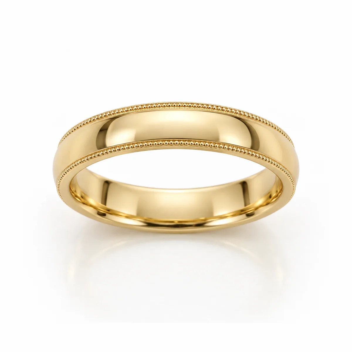 Milgrain band wedding ring in 18k yellow gold, none diamond, made to order by Prodiam (rendered design reference)